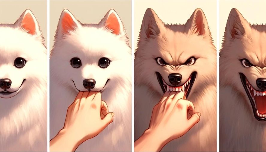 犬の甘噛みと本気噛みの比較画像
