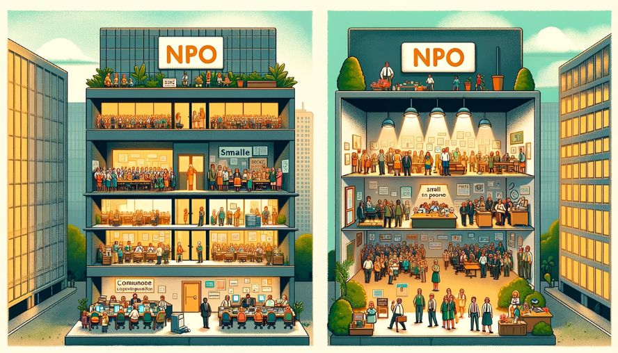 規模の大きなNPO法人と規模の小さなNPO法人の画像