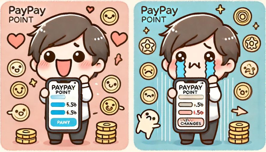 PayPayポイント運用の値動きに一喜一憂している男性の画像