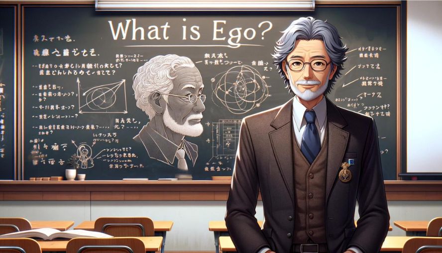 学生たちに「エゴとは何か」を講義している教授の画像
