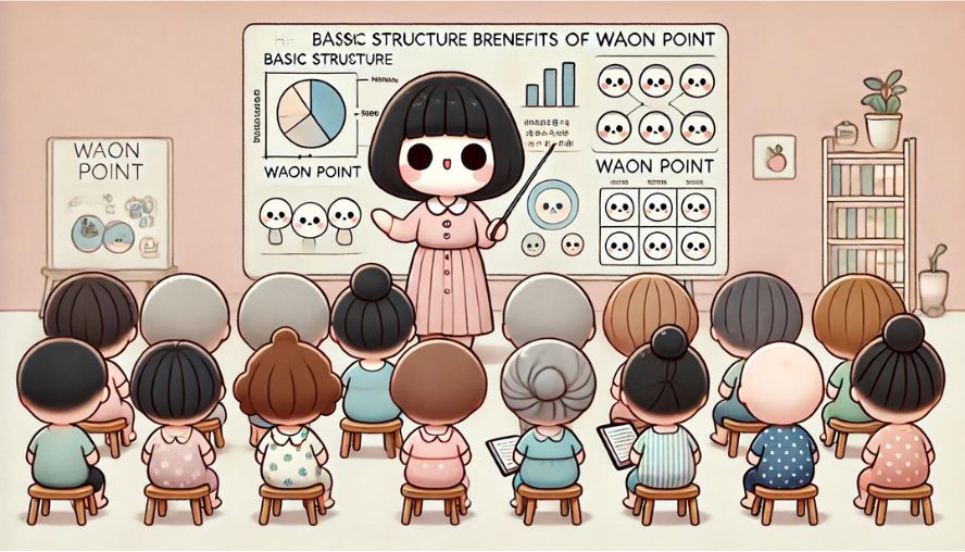 「WAON POINTの基本的な仕組みと特典」についてレクチャーしている女性の画像