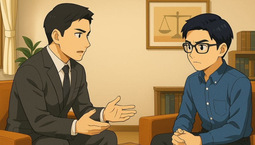 ついに弁護士に相談をすることにした男性の画像