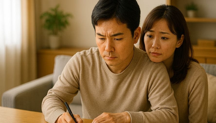 クーリングオフ通知を書いているご夫婦の画像