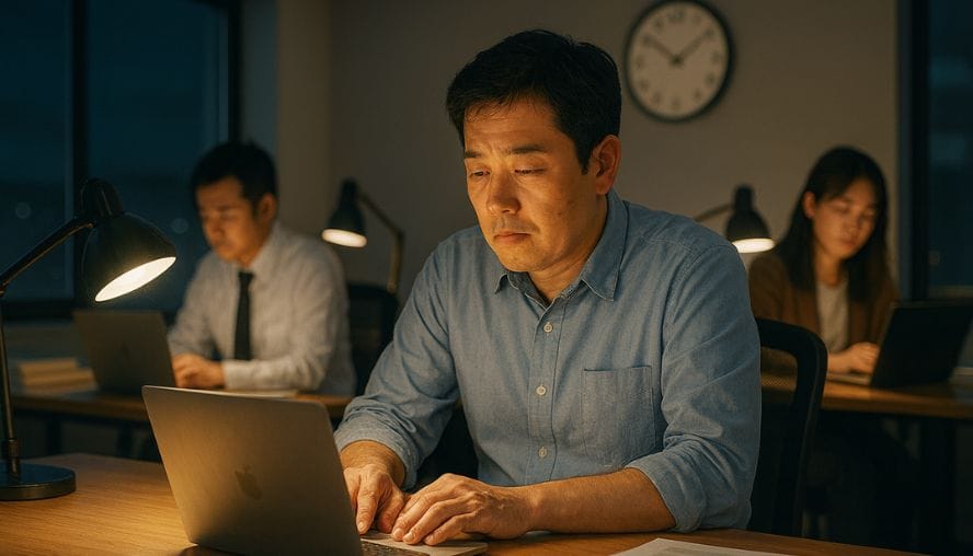 残業している社員さんたちの画像