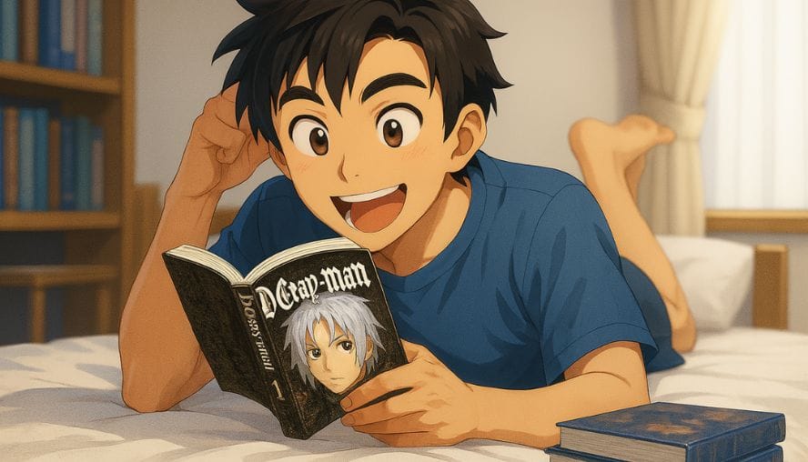Dグレイマンを読んでいる少年の画像