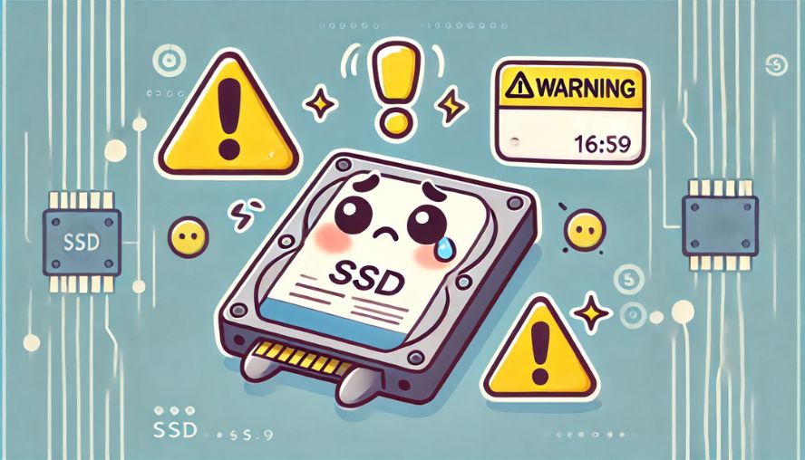 SSDが寿命に近づいた際の警告サインのイメージ画像