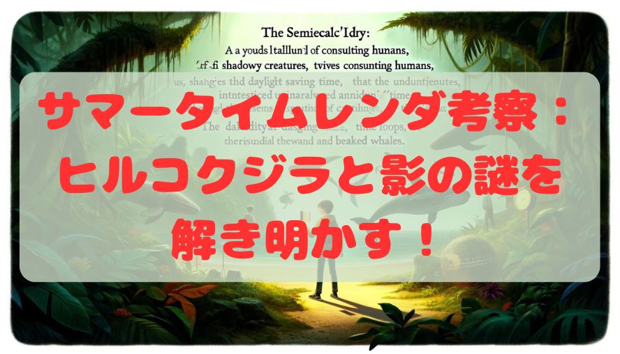 サマータイムレンダ考察：日都ヶ島の神秘ヒルコクジラと影の謎を解き明かす深い物語解析