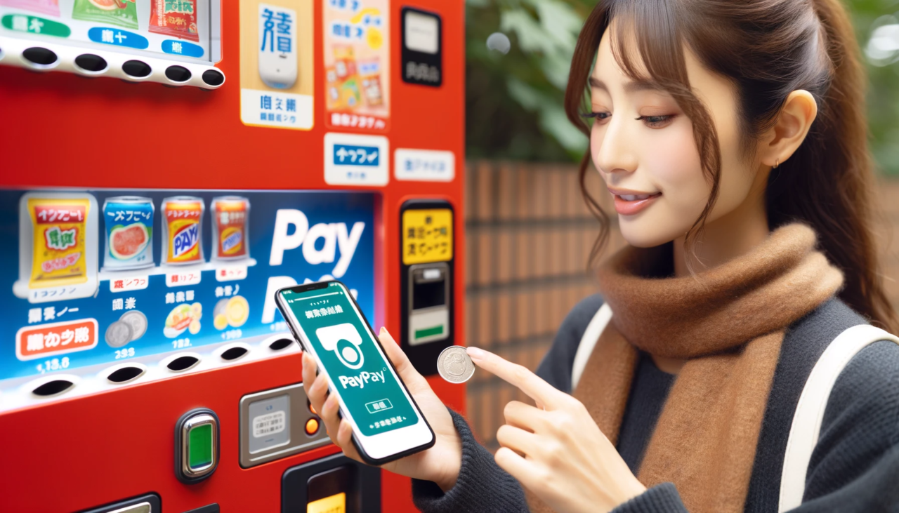 なぜペイペイ(PayPay)自販機を賢く便利に使う女性の画像